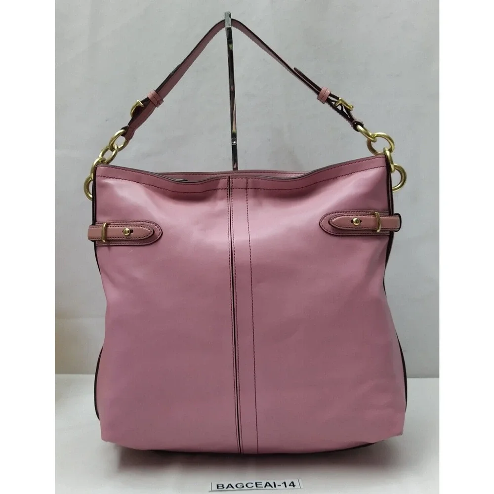 Coach Audrey Pink Leather Zipper Closure Hobo Shoulder bag